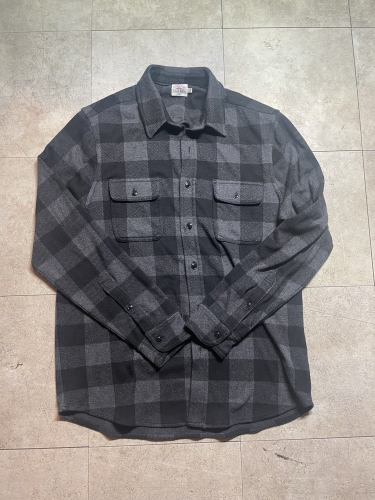 Faherty Legend Sweater Shirt Men’s Large Black Gray Plaid Long Sleeve Button-Up