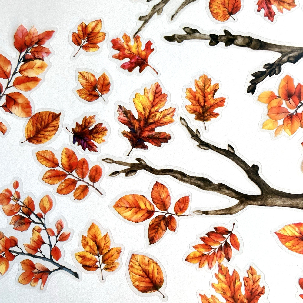 Fall Tree Branch Leaf Stickers Autumn Scrapbooking Journaling Collage