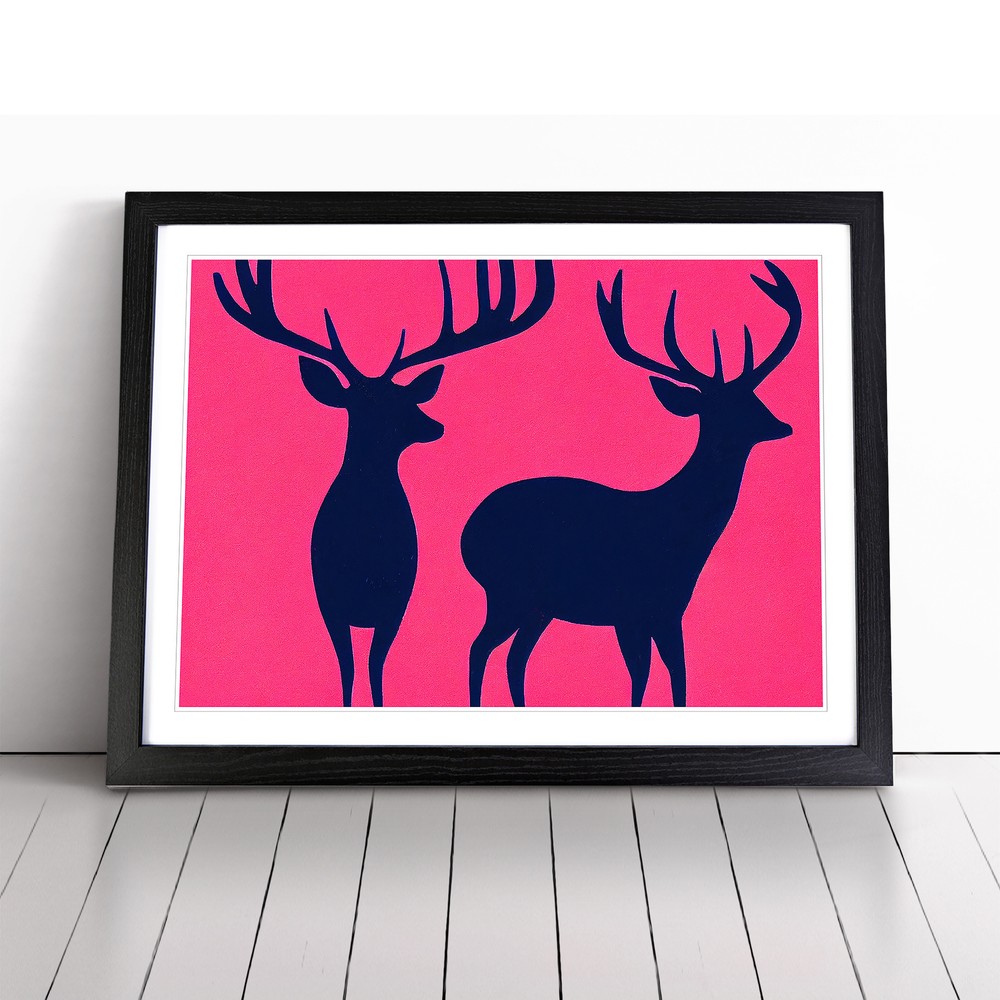 Striking Stags Abstract Wall Art Print Framed Canvas Picture Poster Decor