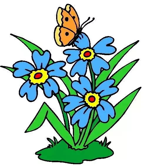 flower garden butterfly heat transfer iron on not embroidered 2 inch USA