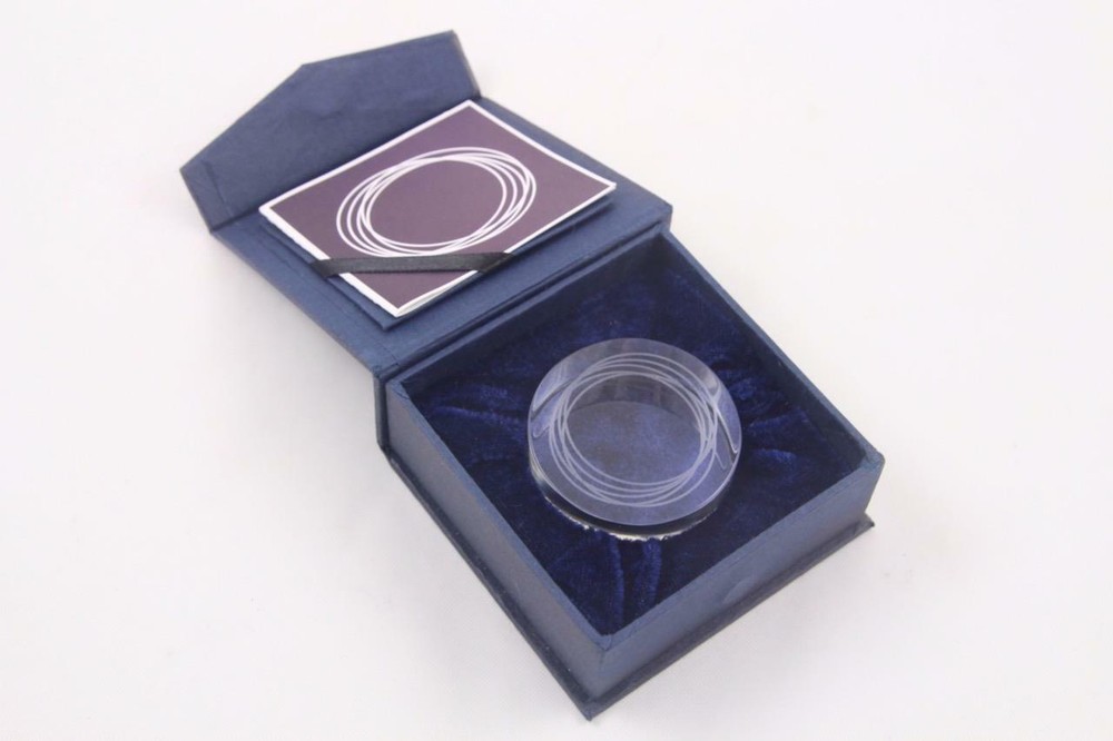Michael Rosenfeld Art Gallery Etch Glass Logo Paperweight Gift Premium Giveaway