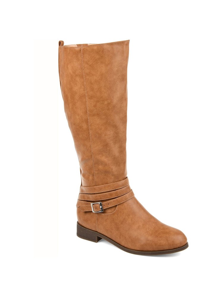JOURNEE COLLECTION Womens Brown Ivie Toe Block Heel Riding Boot 6.5 XWC