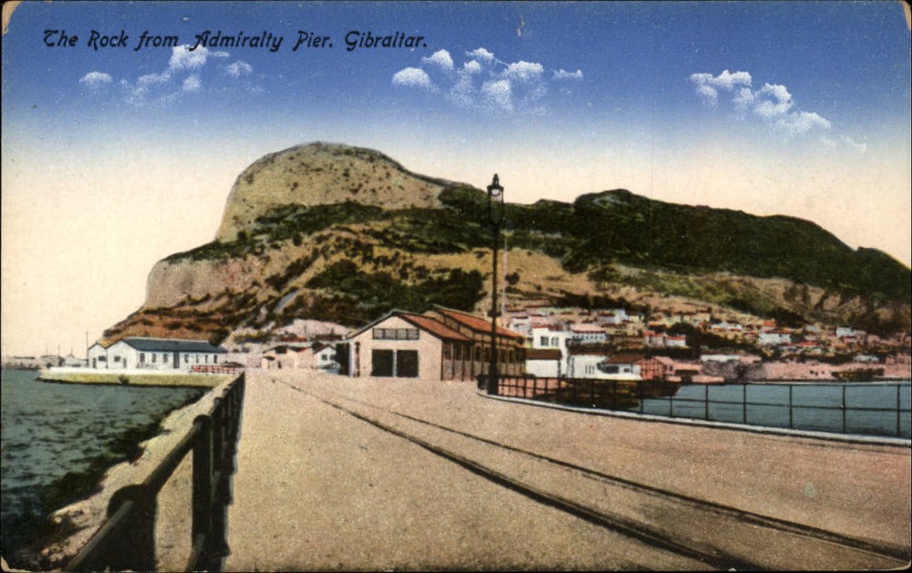 Rock of Gibraltar Europe from Admiralty Pier unused vintage postcard