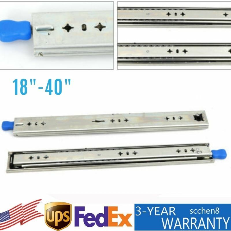 Heavy-Duty Ball Bearing Drawer Runners Tool Cabinets Lock Slide Rail 18