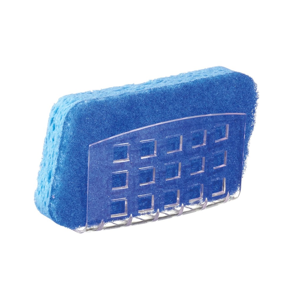 Kitchen Sink Suction Holder Sponge Scrubber Soap Caddy Clear Large iDesign