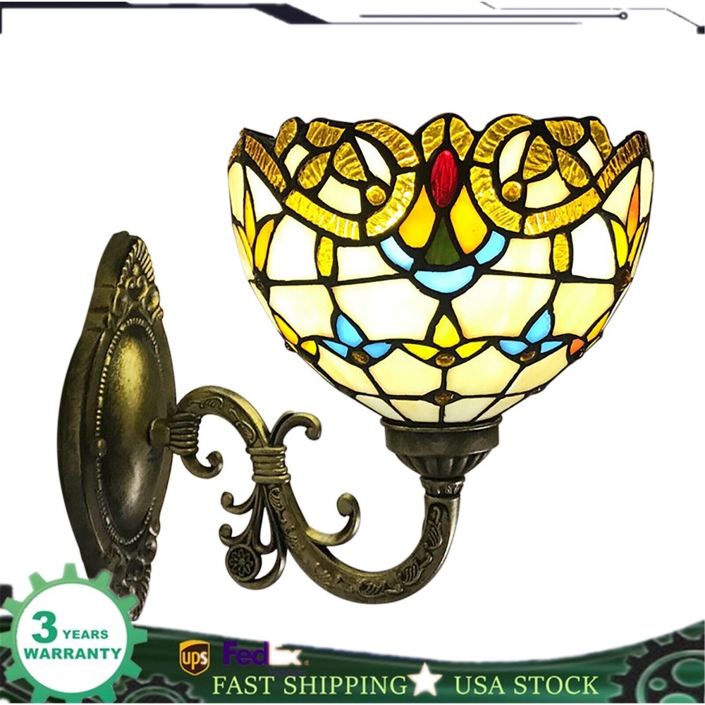 Tiffany Style Wall Light Stained Glass Sconce Bedroom Wall Lamp Lighting Fixture