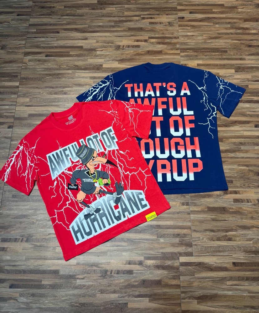 THAT'S A AWFUL LOT OF COUGH SYRUP T shirt tee Red & Blue S-M-L-XL