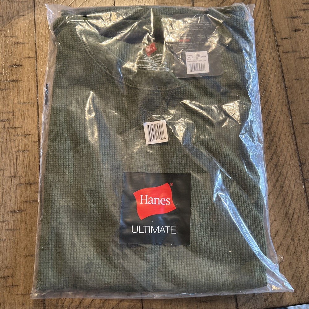 NIP HANES ULTIMATE SUEDED THERMAL CREW NECK LONG SLEEVE TOP MENS SIZE M