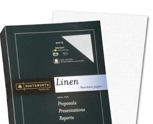 INVITATION RESUME 25% COTTON LINEN PRINTER PAPER, 24 LB, WHITE 50 SHEETS