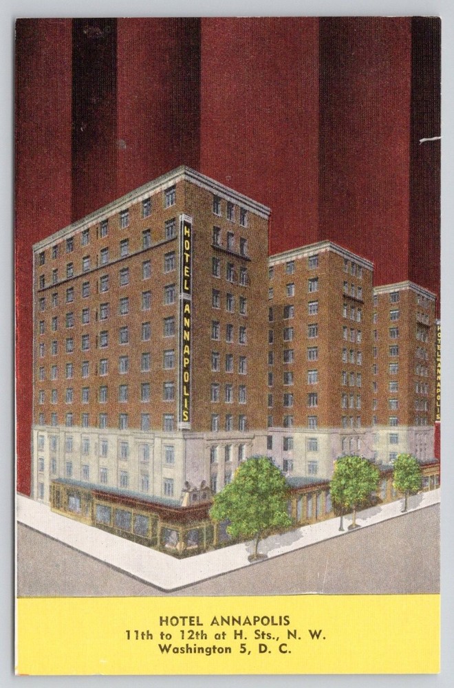 Hotel Annapolis Washington D.C. Linen Postcard E.C. Kropp Co. Vintage 1940s