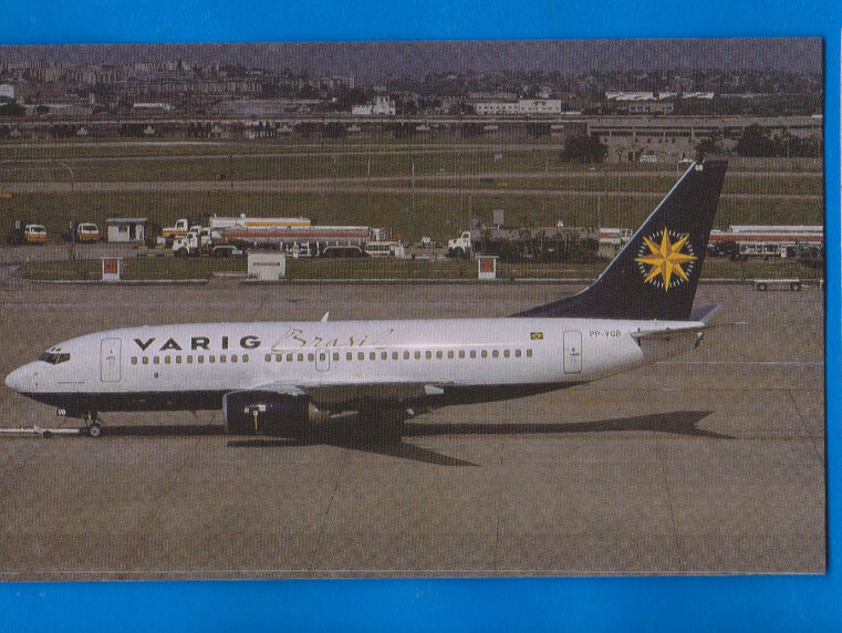 Varig Airlines aviation, Boeing 737-700 airplane, Brazil, postcard