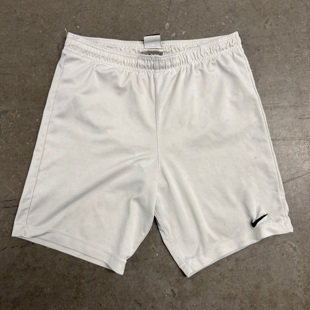 Nike Mens Dri-FIT Athletic Basketball Shorts Grey White Swoosh Small S