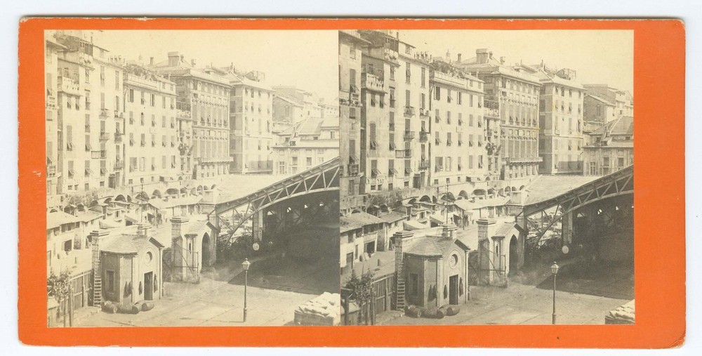 D1415~ ITALY – c.1860s View of Genoa Stereoview