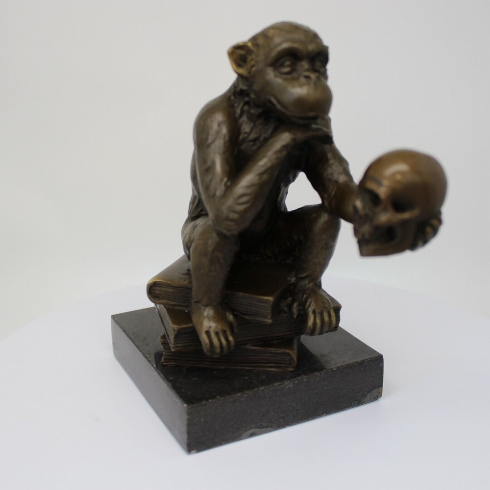 Art Deco Bronze Monkey Sculpture Wildlife Statue Signed Nouveau Style  