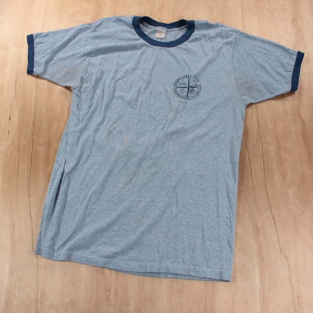 vtg 70s 80s usa ringer t-shirt XL norwalk state college connecticut