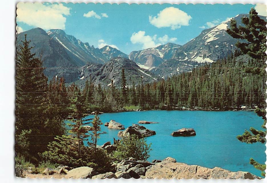 Postcard Bear Lake with Longs Peak Colorado USA