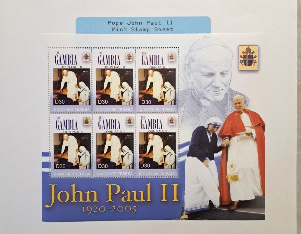 Gambia 2005 Pope John Paul II & Mother Teresa Sheet of 6 Stamps MNH Memorial