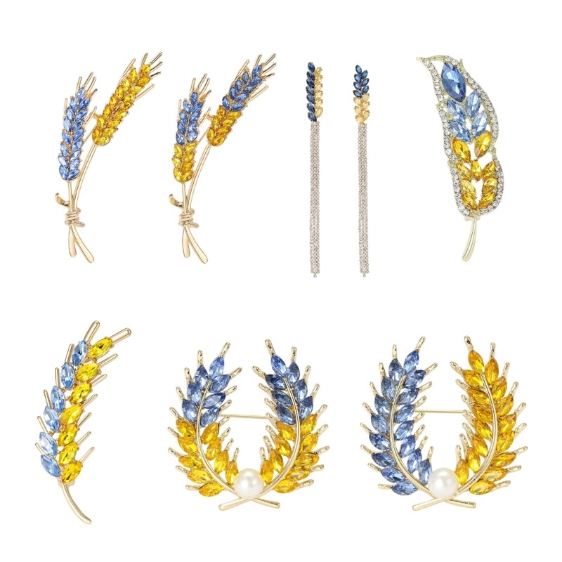 Stylish Crystal Wheat Ear Brooch for Women Wheat Lapel Pin Jewelry Wedding