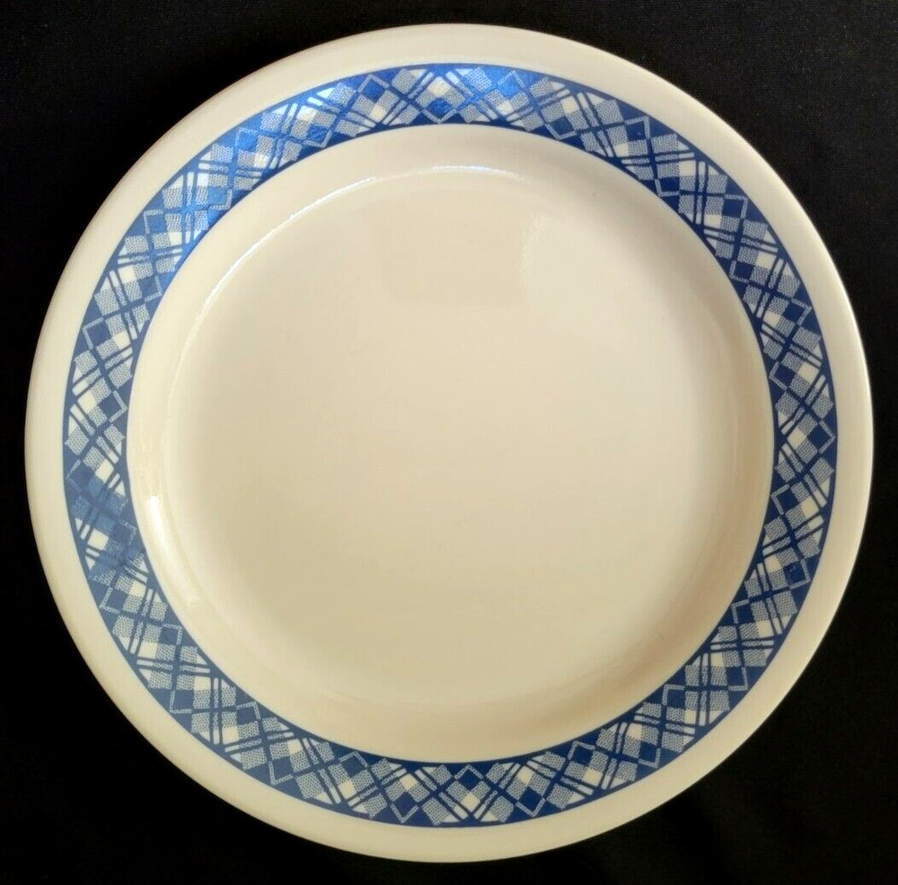Set Of 2 Corelle Blue Plaid Salad Plates 7 1/4
