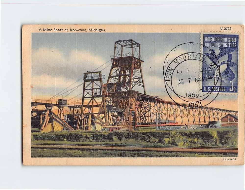 Postcard A Mine Shaft at Ironwood Michigan USA