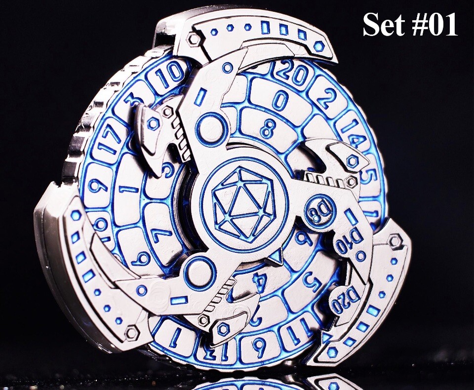 7 in 1 Metal Dnd Dice Set for Dungeons and Dragons Gifts, Spinner Blue