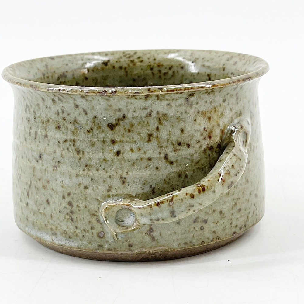Vintage Stoneware Studio Pottery Cup Dish Earthtone Speckled Glaze Signed AR