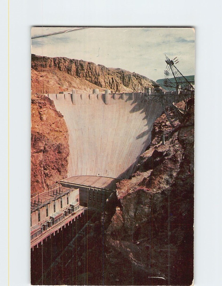Postcard Downstream Face Of Hoover Dam USA