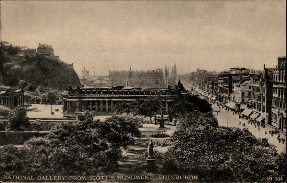 National Gallery Edinburgh Scott's Monument vintage postcard s679