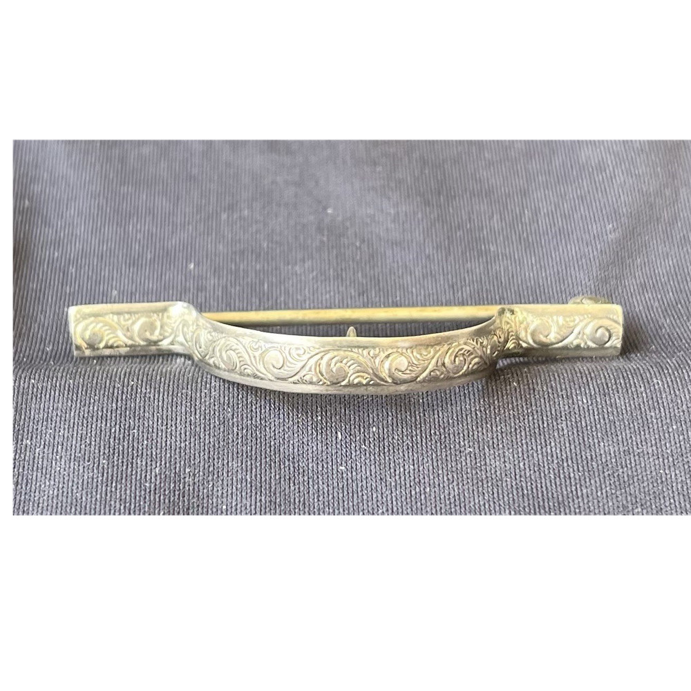 Sterling Silver 925 Floral Engraved Men's Tie Bar Clip 2 in Silver