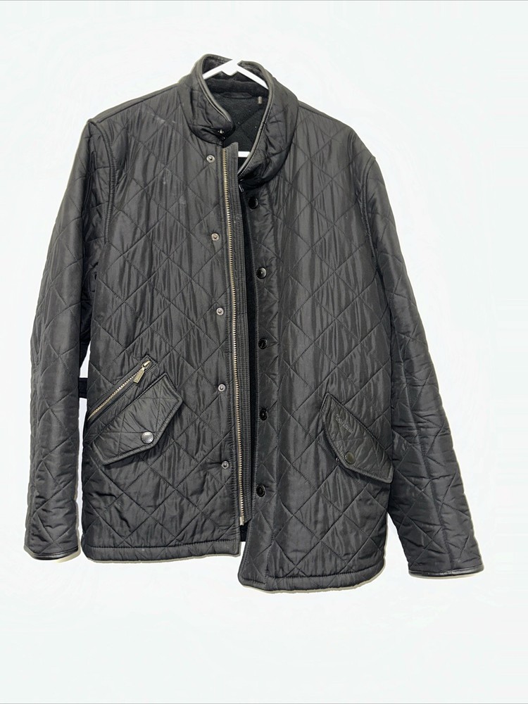 Barbour Jacket Mens Size medium Powell Quilted Black Coat Classic Royalcore M