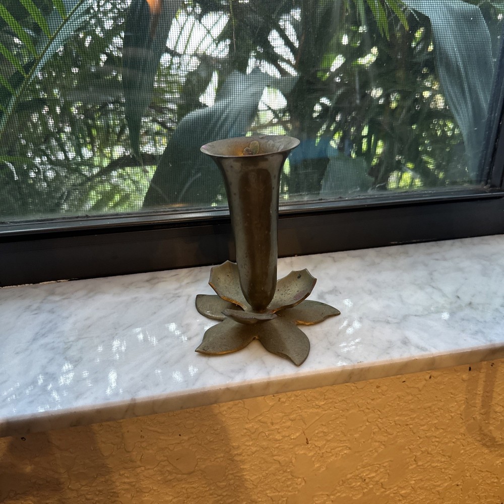 Vintage Andrea By Sadek Brass Lotus Candlestick