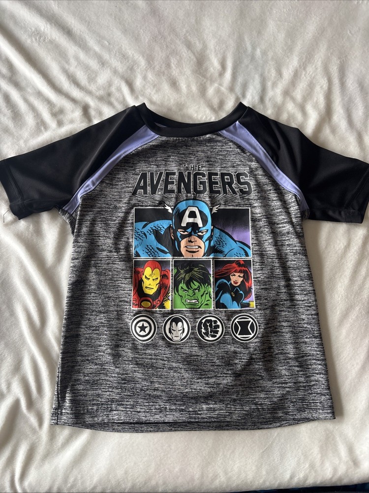 Marvel Avengers Captain America Hulk Iron Man Black Widow Boys Kids Shirt