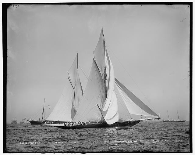 Photo:New York NY 1893 America's Cup Race Start Sailing Yacht Regatta
