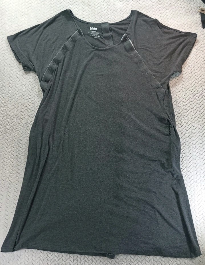 Frida Mom One Size OS Labor & Delivery Gown Maternity Gran w/ Pockets Stretchy