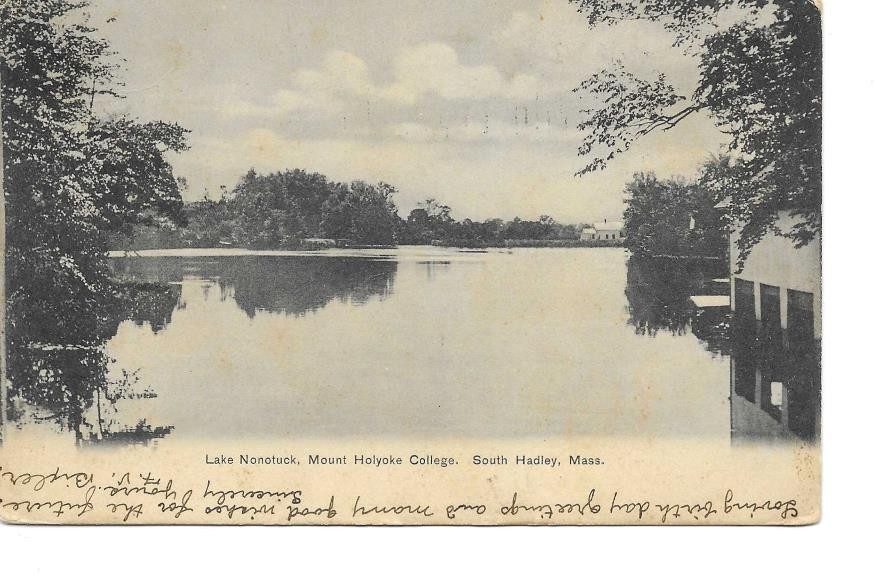 Vintage Postcard Lake Nonotuck Mt Holyoke Coll South Hadley, MA PM 1907 001019