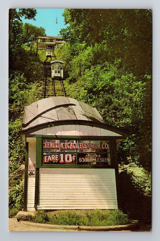 Dubuque IA-Iowa, Fenelon Place Elevator, Antique, Vintage Souvenir Postcard