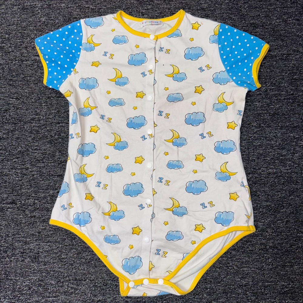 Little For Big Romper Pajama Bodysuit Celestial Shirt Adult Top Sz L Multicolor
