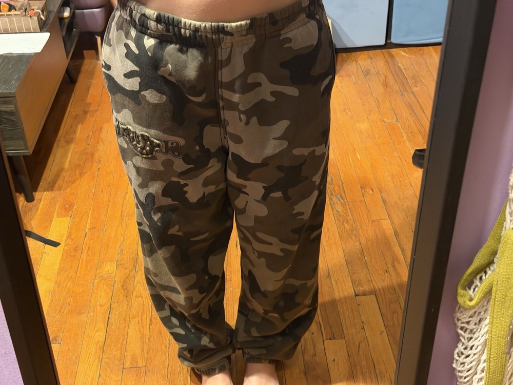 Supreme True Religion Camouflage Fleece Sweatpants Men's L Elastic Waist Pockets