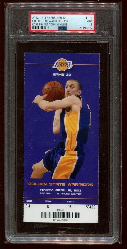 Kobe Bryant Tears Achilles Injury - PSA Ticket 2013 Los Angeles Lakers PSA 9-image