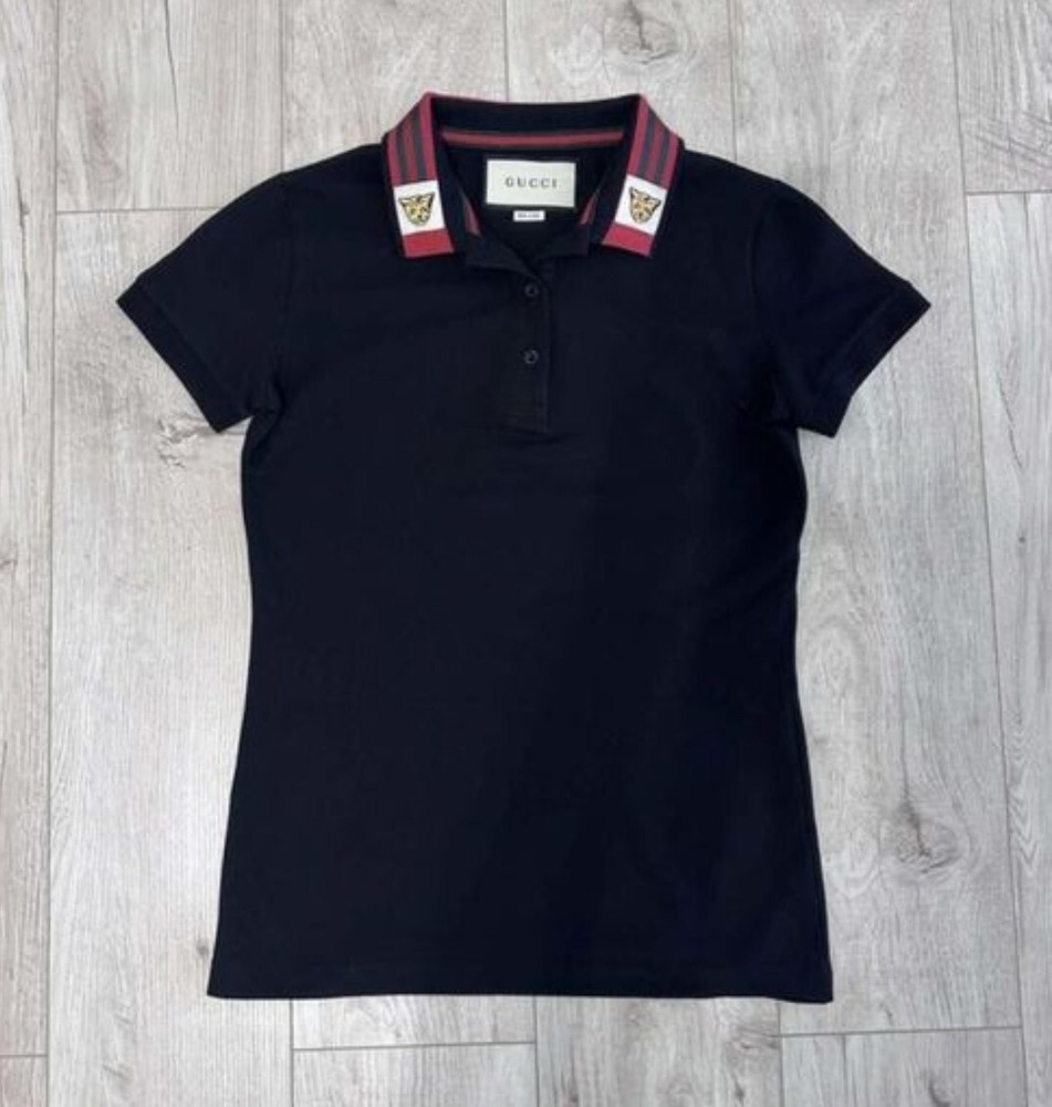 Gucci T-shirt Cotton Polo With Web And Feline Head Size S Women's XJAGU-4685