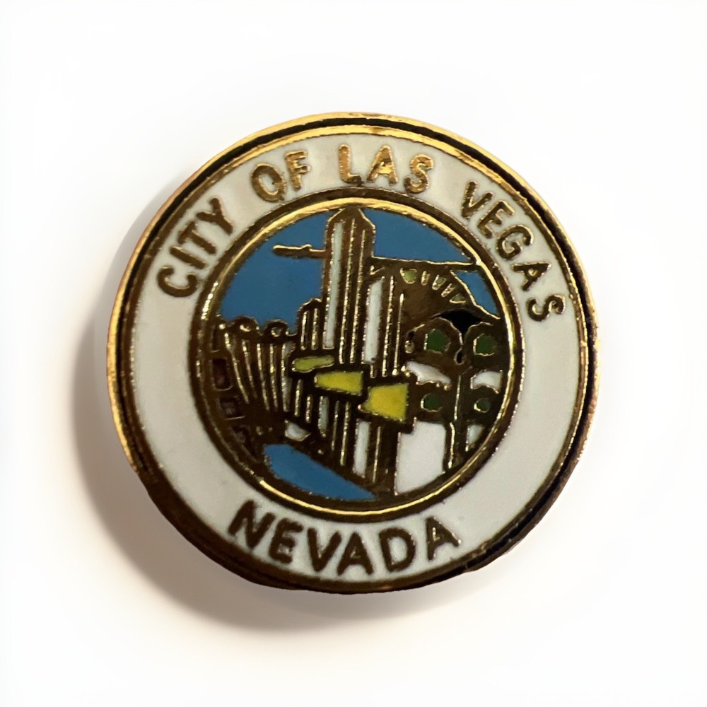 Vintage City of Las Vegas Nevada Enamel Logo Lapel Pin Badge Round