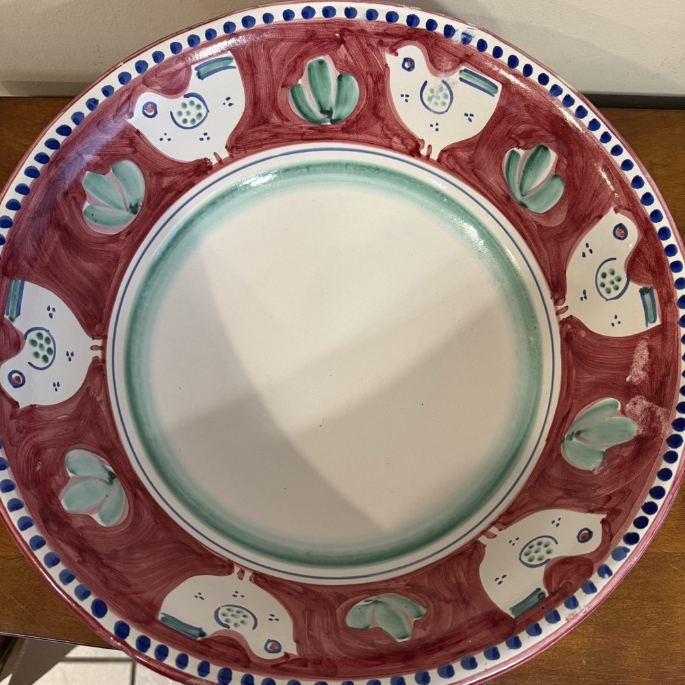 Vietri Solimene Campagna Red Chicken Huge 15 Inch Pasta Soup Serving Bowl Italy