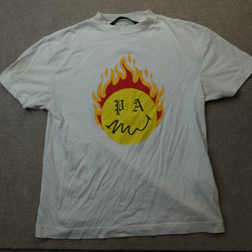 Palm Angels Shirt Small White Smiley Collection Double Sided