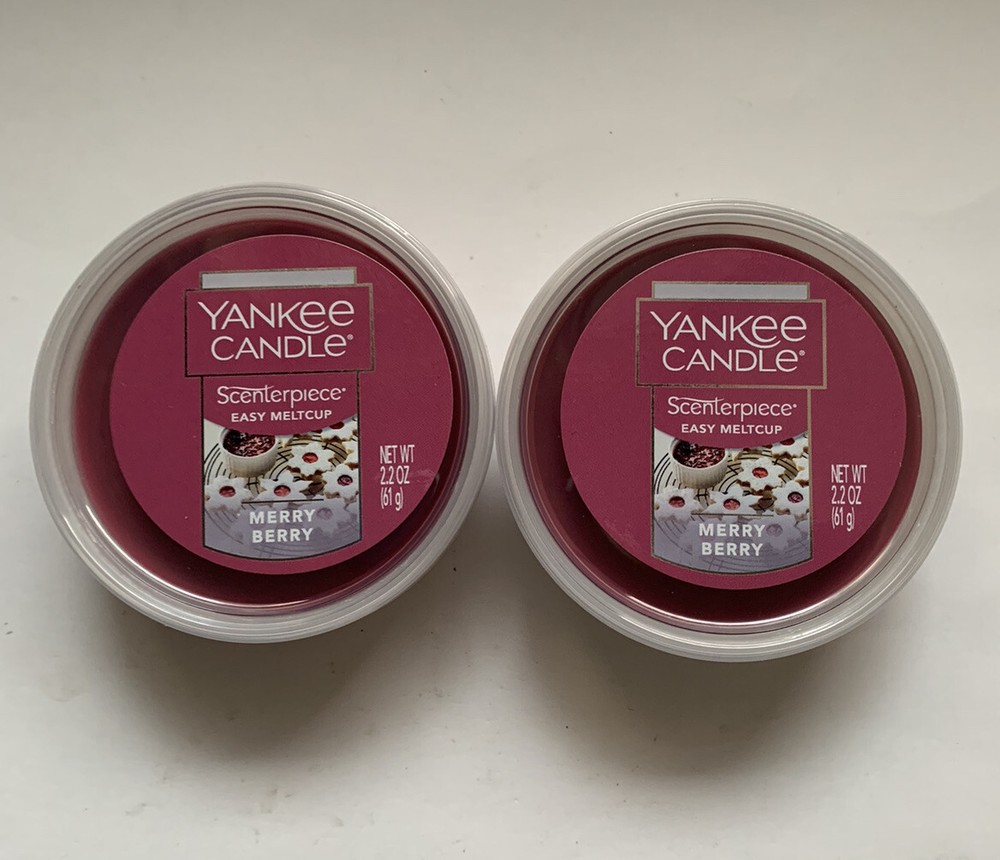 YANKEE CANDLE MERRY BERRY SCENTERPIECE EASY MELTCUP X 2 HOLIDAY FAVORITE