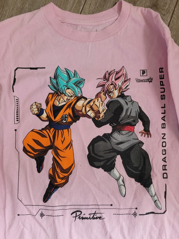 Dragon Ball Super x Primitive T Shirt SSB Goku vs SSR Goku Pink Unisex Small S