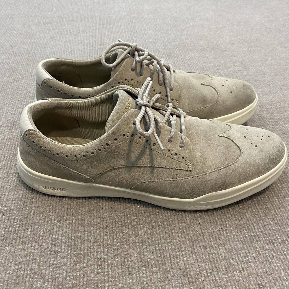 Cole Haan Grand Shoes Mens Size 13 Beige Suede Wingtip Casual Sneakers C36069
