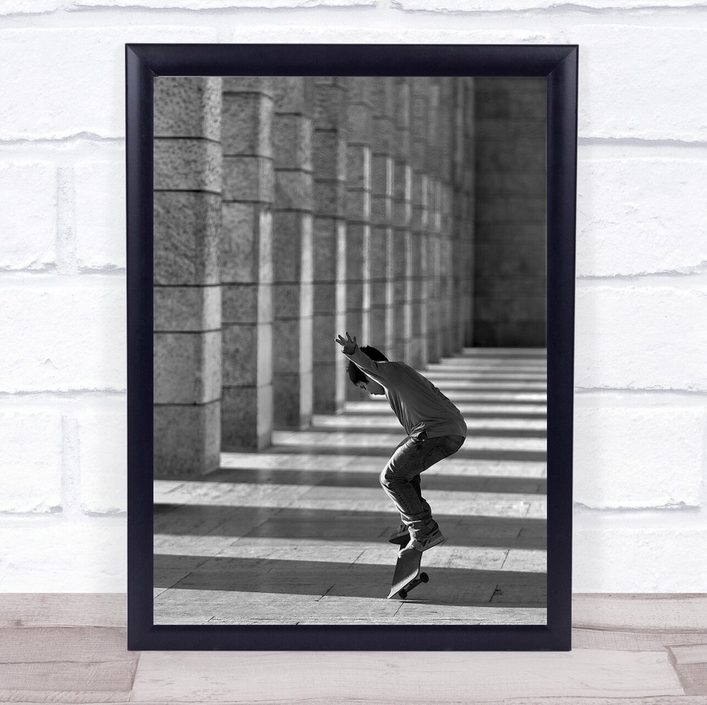 Street Dancer Pillars Skateboard Trick Play Kid Child Action Sport Art Print
