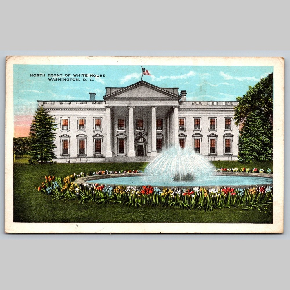Postcard North Front of White House Washington D.C. Architecture