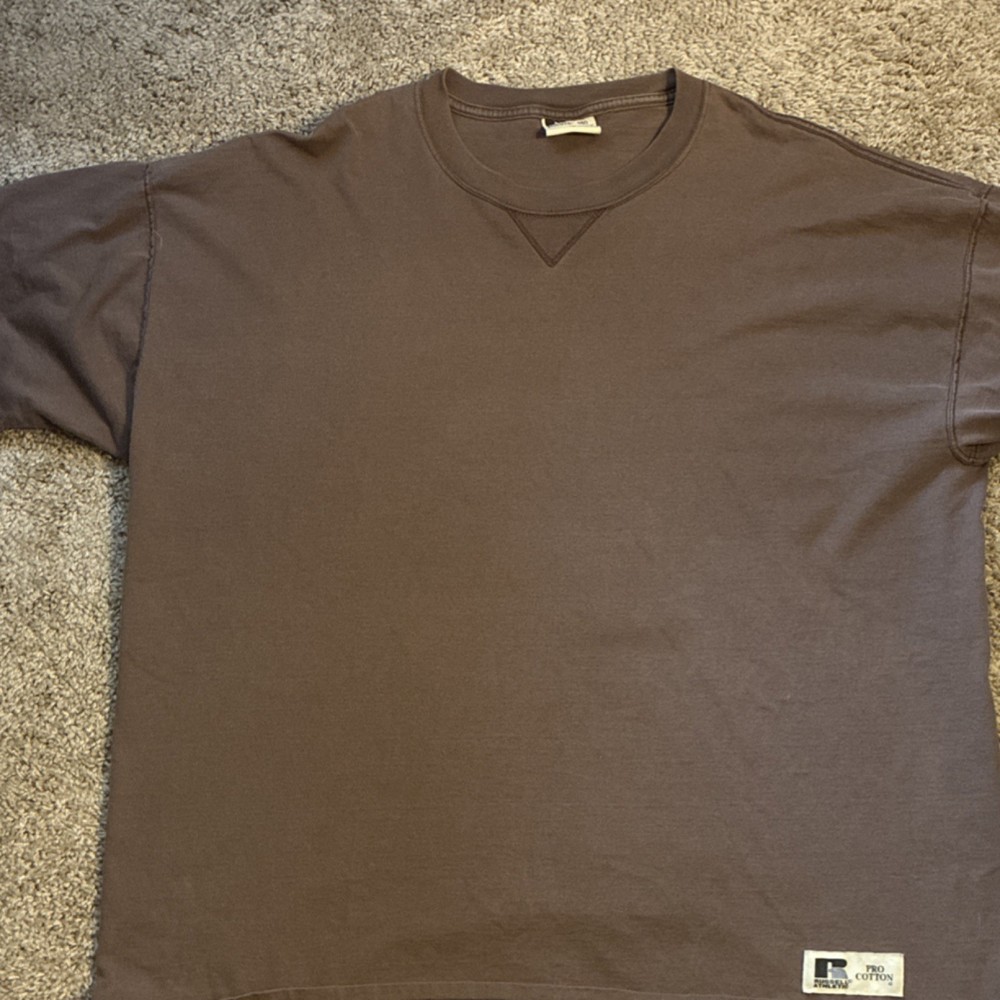 Russell Athletic Pro Cotton Men's T-Shirt Brown Knit Crew Neck Short Sleeve XXL