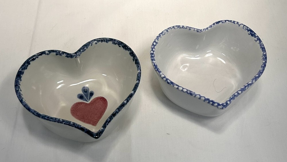 Vintage Heart Shaped Ceramic Serving Bowls Cottage Country Granny Core